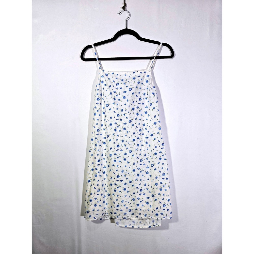 Cute Chic Cottagecore American Eagle Floral Mini Dress Womens Medium White Blue